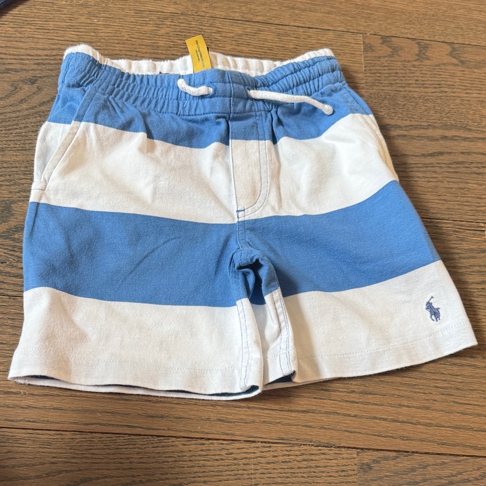 Ralph Lauren Blue & White Wide-Stripe Cotton Shorts